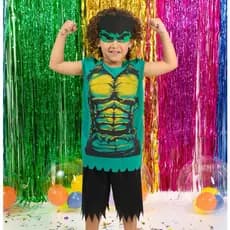 Fantasia Infantil Hulk Conjunto Blusa e Short Menino 2 a 10 Anos