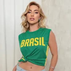 Regata Brasil Feminina Camisa Torcida Seleção Brasileira Fitness Estilosa Treino