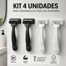 Kit 4 Suporte Gillete 3M Sem Furar Parede Fixação Forte Porta Barbeador Banheiro