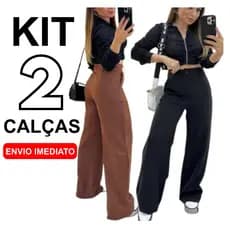 Kit 2 Calça Alfaiataria PREMIUM Com Bolso Cintura Alta ENVIO IMEDIATO
