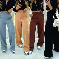 Calça Pantalona Alfaiataria Premium Cintura Alta Com Bolso PROMOÇÃO