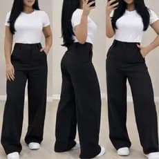 Kit 2 Calças Pantalona Alfaiataria Premium Com Bolso PROMOÇÃO