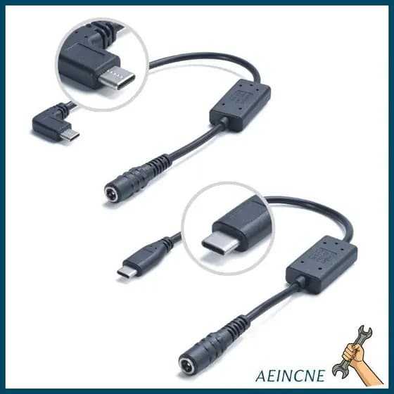 AEIN DC5 5x2 1mm Fêmea Para Tipo C 5V3A Carregamento Roteadores Câmera Telefone