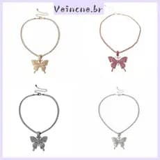 VEI Charm 3D Para Colar Pingente Borboleta