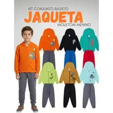 Kit 2 Peças Jaqueta e Calça Masculina/Infanto Juvenil/Macio e Confortável/Flanelado Interno Não Dá Bolinha