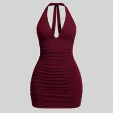 Vestido Feminino Curto Frente Única | Costas Nua com Amarração Elegante