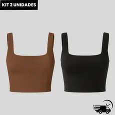 Kit 2 Tops Feminino para Academia Ribana Canelada Tecido Duplo Zero Transparência | Conforto e Sustentação Afrodite