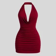 Vestido Feminino Curto com Decote Degagê Suplex Premium Costa Nua Efeito Modelador