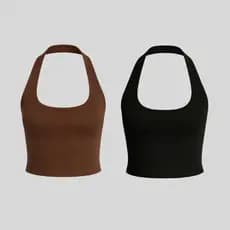 Kit 2 Blusas Feminina Frente Única Ribana Canelada Costas Nua