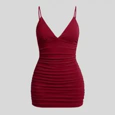 Vestido Feminino Tubinho Curto Alça Fina Feminino Franzido Lateral Ajustável Moda Festa Casual Confortável