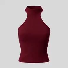 Blusa Feminina Básica Gola Alta Halter Costas Nuas | Casual e Versátil