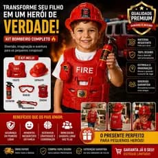 Kit Brinquedo Bombeiro Infantil Colete Acessorios