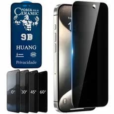 Película de Cerâmica Privativa Fosca para iPhone X ao 16 Pro Max 3D 9D Anti Spy