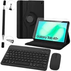 Kit Para Tablet Galaxy A11 Plus 11" Capa Giratória + Teclado + Mouse + Película + Caneta Touch