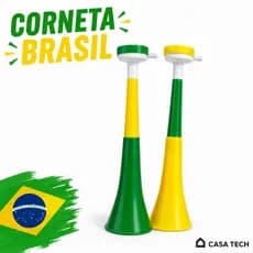 Corneta Brasil Verde Amarela Vuvuzela Torcida 40cm Copa 2026 Fácil Montar