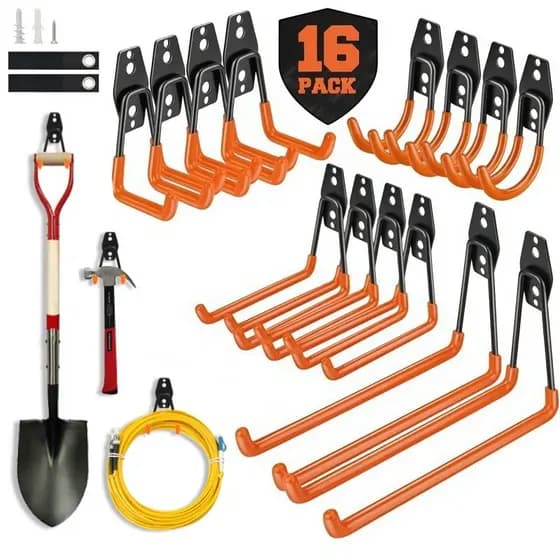 Kit 16 Suporte Aço Multiuso 32kg Parede Mangueira Bike Escada Vasoura Rodo