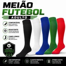 Kit 2 Meião Futebol Adulto Cano Longo Treino Esportivo