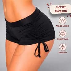 Short Biquini Sunkini Calcinha Ajuste Amarrar Lateral Sunquini Piscina Academia Moda Praia Verão
