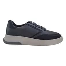 Tênis Sneaker Wizzor Barcelona Cinza Azul Marinho Couro
