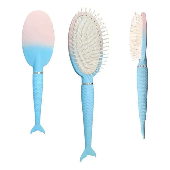 Pente Da Sereia Escova De Cabelo Azul Celeste Modelo Oval