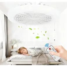 Lâmpada Ventilador 2em1 LED 30W BIVOLT Baixo Ruído com Controle Remoto E27 para Sala/Quarto/Quarto Infantil