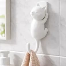 kit 3 Ganchos Gato Decorativos Suporte Adesivo Forte para Toalha, Chaves e Bolsa.