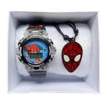 Kit de Relogio Infantil Menino do Homem Aranha Super Heróis toca música acende luz
