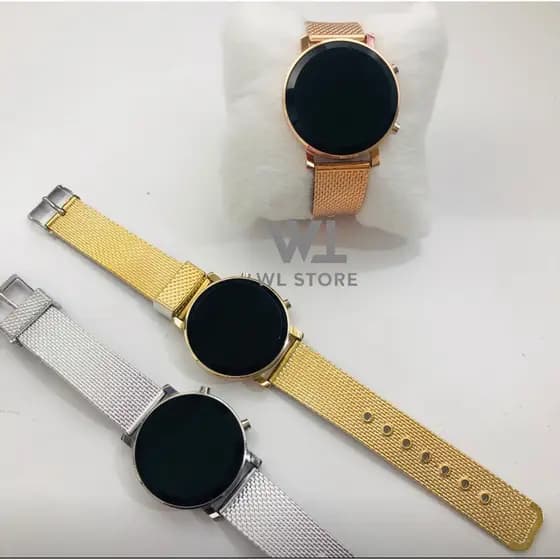 Relogio Feminino Digital Led Redondo Prata Dourado Rose