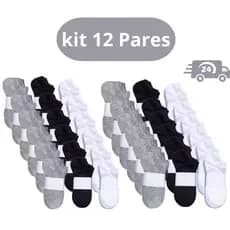 Kit com 3 / 6 /12 Pares de Meias Soquete Unissex Qualidade Premium