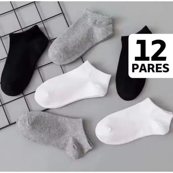 Kits com 3/6/9/12 Pares de Meias Soquete Feminina e Masculina Jnissex Lisa Confortável e Respirável