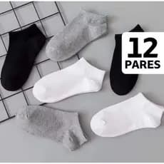 Kits com 3/6/9/12 Pares de Meias Soquete Feminina e Masculina Jnissex Lisa Confortável e Respirável