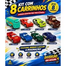 Kit com 8 Carrinhos com Fricção Relâmpago MCqueen Coleçao Completa Envio Rápido
