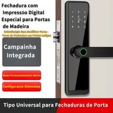 Fechadura Inteligente Digital para Porta Interna - Leitor de Impressão Digital, Senha e Wi-Fi, Compatível com App