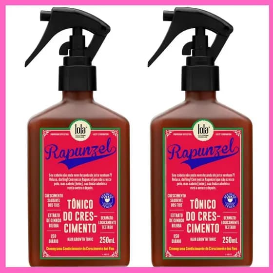 Kit 2 Tônicos Rapunzel Lola Cosmetics 250ml – Crescimento Acelerado e Fios Mais Fortes