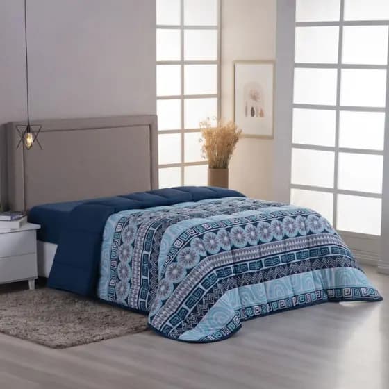 Edredom de Malha 400 Fios 100% Algodão Dupla Face Matelado Estampado