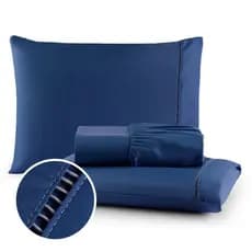 Jogo de Lençol Ponto Palito 400 Fios 03 Peças Solteiro Cama Casal, Queen