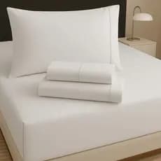 Kit Cama Premium 3 Peças Micropercal 400 Fios Ponto Palito + Protetor Impermeável