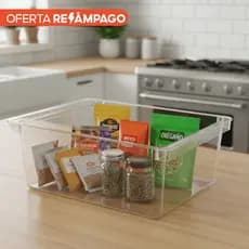 Organizador de Geladeira Grande 4L Plástico Transparente Empilhavel Condimentos Alimento Mantimentos