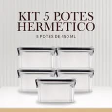 5 Potes Herméticos 500ml Organizador Empilhavel Mantimentos Com Lacre Vedação