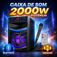 Caixa de Som 2000w Alta Potência Portátil Inluss