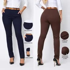 Calça Alfaiataria Feminina Social Cintura Alta  Bolso Frontal