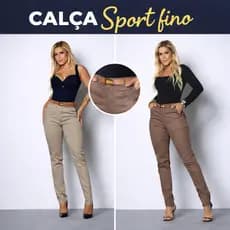 Calça Feminina Alfaiataria Social Casual Elegante Cintura Alta Com Zíper e Bolsos