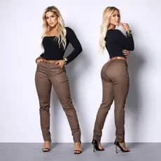 Calça Alfaiataria Feminina Social  Casual Elegante Cintura Alta Com Zíper