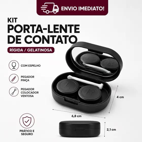Kit Porta Lentes Sortidos 1 Porta Lentes de Contato Rigida Sortidos Aplicador Ventosa Espelho Pinça