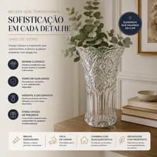 Vaso de Vidro Decorativo Daisy Reforçado Grande para Flores Mesa Sala Quarto Decoração Elegante