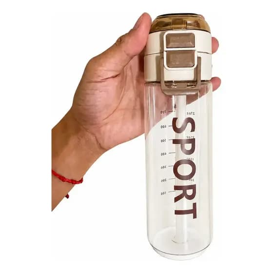 Garrafa Sport 700ml Com Canudo E Trava Marrom