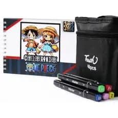 Kit Livro De Colorir One Piece + Canetas de colorir touch C/48 Cores