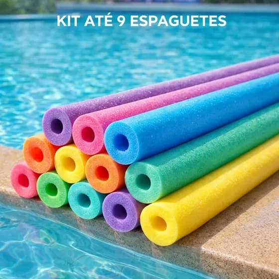 Kit 3/6/9 Unid. Boia Espaguete Flutuante Piscina Cores Vivas Resistente e Leve 1,65m Alta Flutuação