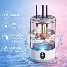 Limpador de Pincéis Maquiagem Automático USB Recarregável Lava e Seca Rápido 3 em 1