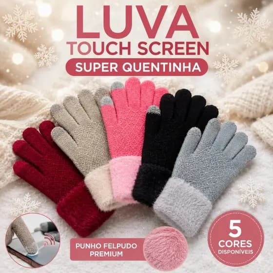 Luva Touch Screen Feminina Adulto/Juvenil Inverno Quentinha Com Punho Felpudo Premium Antifrio